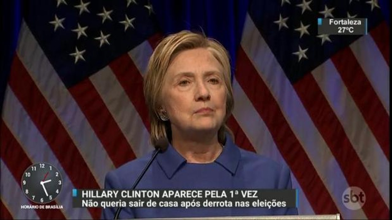 Hillary Clinton faz primeira aparição pública após derrota nas eleições