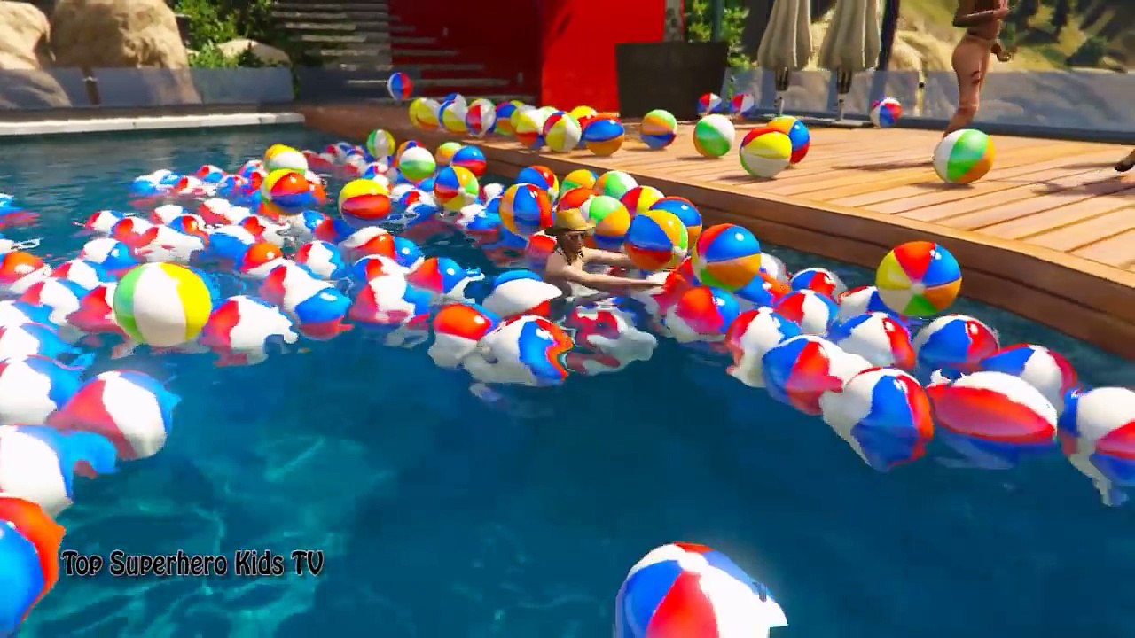 Frozen Anna ball pit swimming pool nursery rhymes kids song spiderman