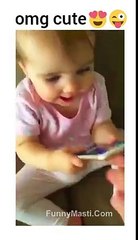 So Cute Adorable Girl Eating Mobile Gelly