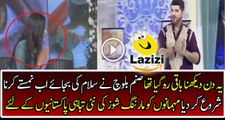 Sanam Baloch is Doing Namasty to the Guests in Her Show