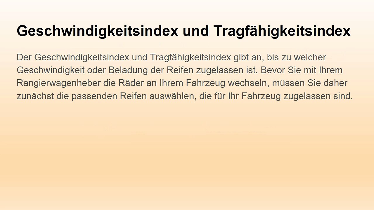 Geschwindigkeitsindex und Tragfähigkeitsindex