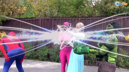 Frozen Elsa BOUNDED By Joker! w/ Hulk & Spiderman Baby Toys Fun Superheroes IRL