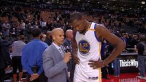 Drake Bumps into Kevin Durant During Interview | Warriors vs Raptors | Nov 16 | 2016-17 NBA Season