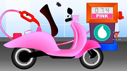 Colors for Children to Learn with Petrol Bunk Bike - Colours for Kids to Learn - Learning Videos