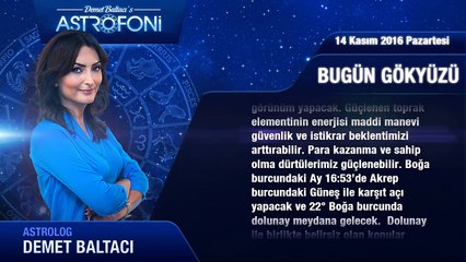 14 Kasım 2016 Pazartesi Bugün Gökyüzü