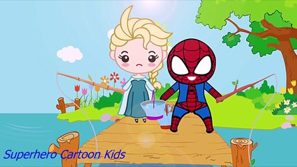 Spiderman and Elsa to go angling - Who is the winner? PJ Masks & Anna - Best Superhero Cartoon Kids
