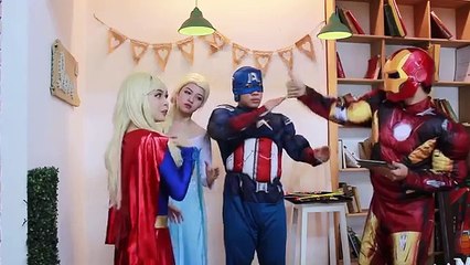 Frozen Elsa Kissing Captain America? Spiderman Venom Superwoman Iron Man! Fun Superhero In Real Life