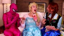 Spiderman FACE REVEAL! w/ Frozen Elsa & Anna, Pink Spidergirl, Maleficent, Catwoman & Candy Gum :)