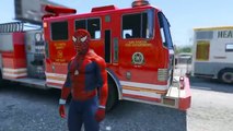 Spiderman in Trouble Fire Truck Flying Cars Cartoon for Kids Nursery Rhymes Songs