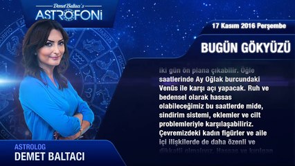 17 Kasım 2016 Perşembe Bugün Gökyüzü
