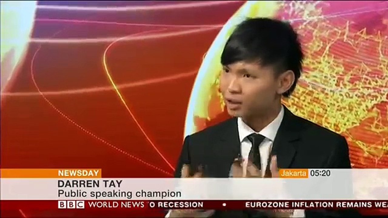 BBC World News Interviews Toastmasters World Champion of Public Speaking Darren Tay