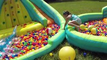 THE BIGGEST GIANT INFLATABLE WATER SLIDE LITTLETIKES WATERPARK Huge Egg Surprise Bubbles Family Fun