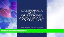 Big Sales  California MBE Questions,  Answers and Analysis (2): Students in 50 states depend on