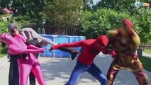 Spiderman COSTUME STOLEN Frozen Elsa w/ Pink Spidergirl Ironman & Hulk