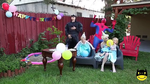 Frozen Elsa & Spiderman CAKE PRANK! vs Maleficent Joker Big Butt Car Scare! IRL Superhero Fun :)