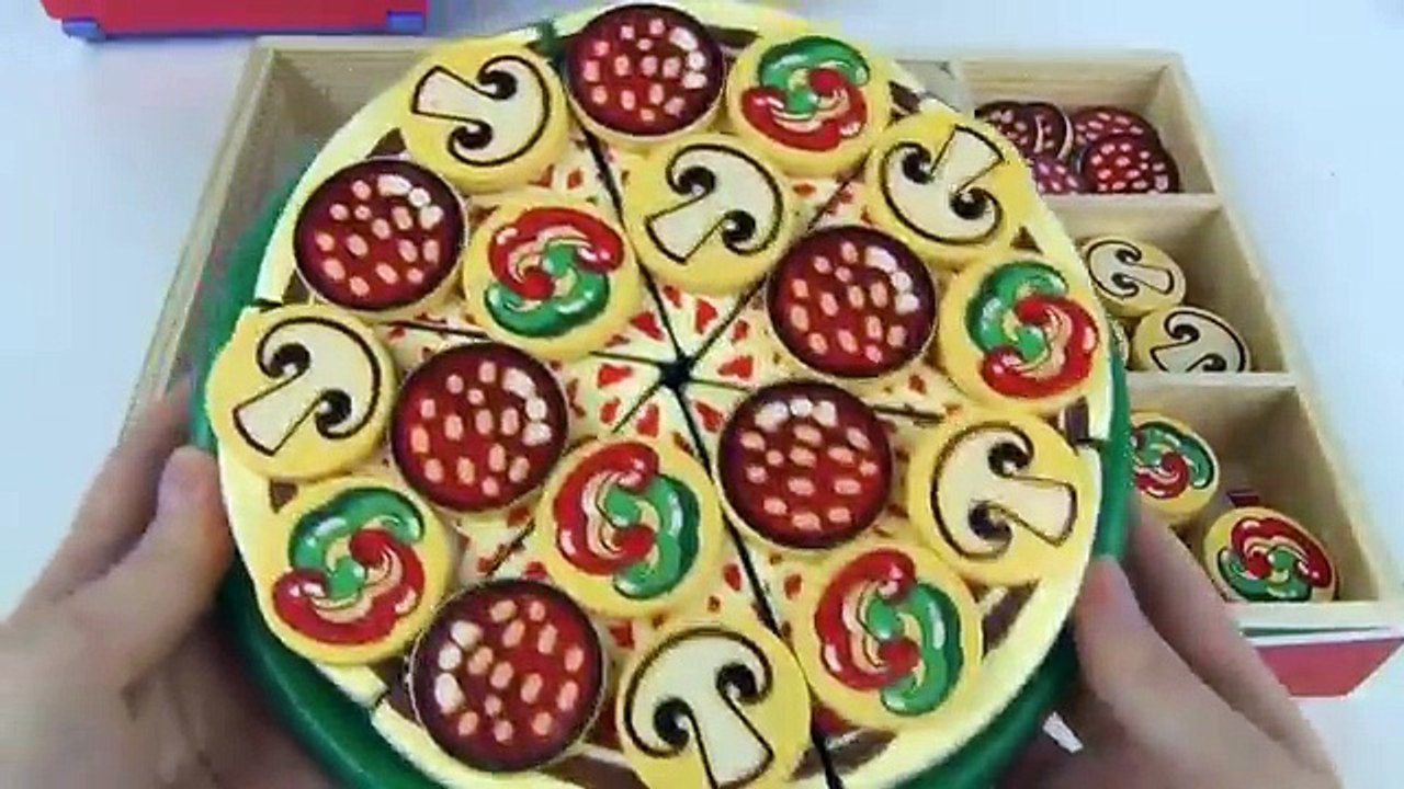 Toy Cutting PIZZA PARTY Melissa & Doug Wooden Pizza Slice Cut Play Food Toddler Toy