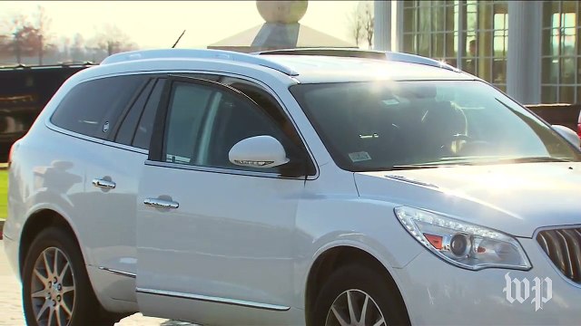 President-elect Trump greets Mitt Romney
