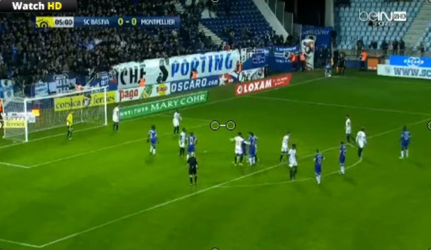Le Tunisien Ellyes Skhiri own goal But HD - SC Bastia 1-0 Montpellier HSC (19/11/2016) / Ligue 1