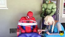 Spiderman Frozen Elsa Anna Baby Prank Bikini vs Maleficent Venom in Pool Fun Superhero in real life