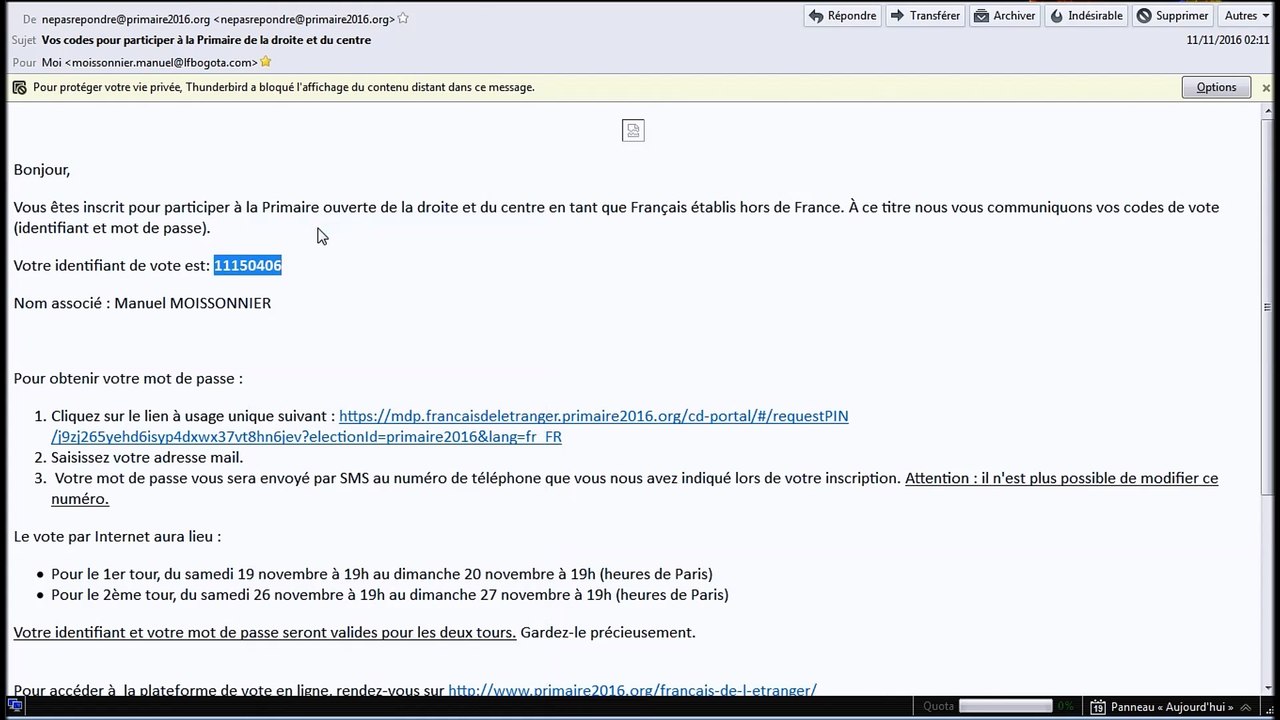Vote en ligne Primaire LR