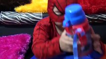 Little Spiderman With His Lunch Box Bottle Umbrella & Playing With Bubbles