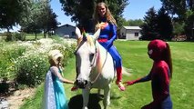 Spiderman Frozen Elsa vs JOKER SLIME JOKE Prank in Elsas Ice Palace w Superman Spidergirl