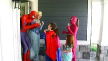 Rosa Spider und Spiderman Real Life in the Morning vs Schwarz Spiderman April Fools Gefrorenes Elsa