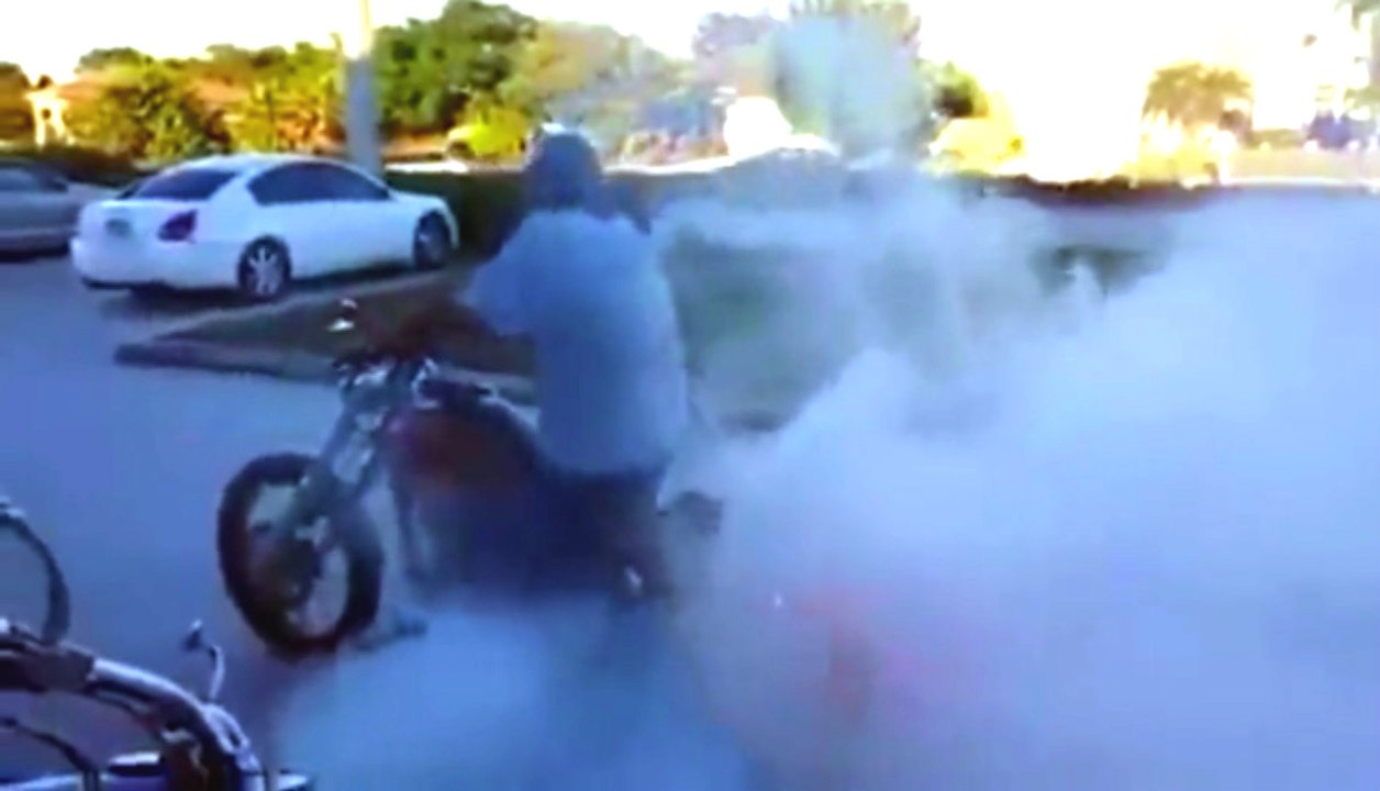 Biker's Burnout Does Not Go To Plan