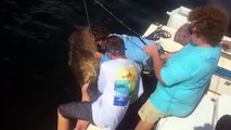 Goliath Grouper smacks captain on head!