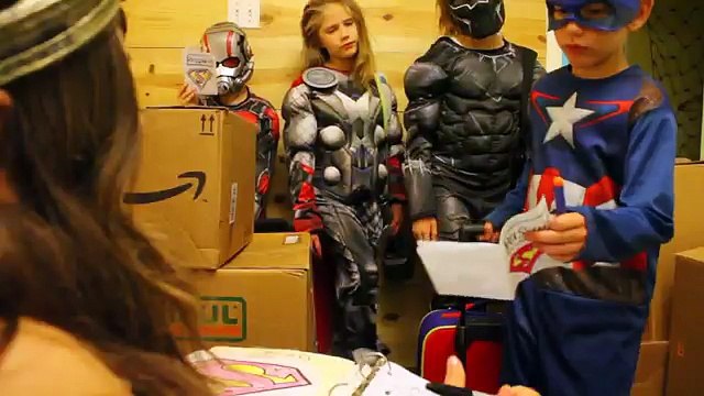 BOX FORT WAR! Nerf War Batman v Superman w Kid Deadpool Spiderman SuperHero Kids real life movie