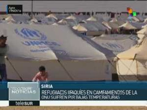 Refugiados iraquíes sufren por baja temperatura en campamentos sirios