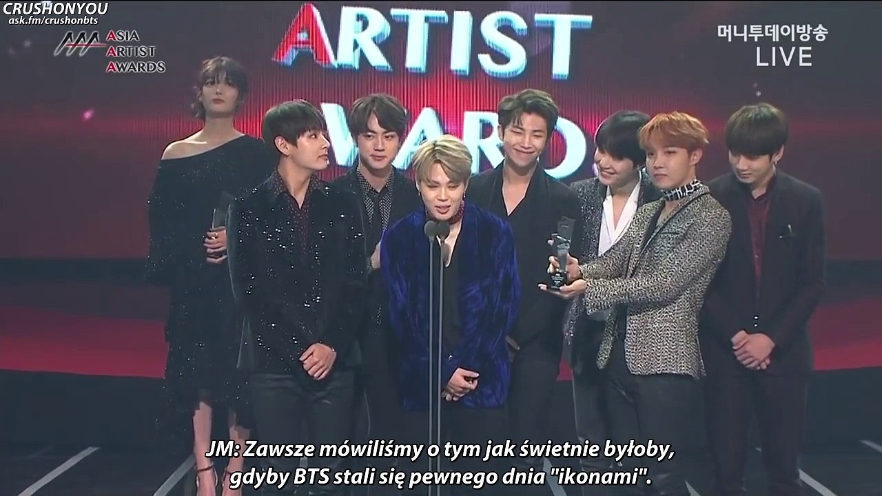 [POLSKIE NAPISY] 161116 AAA Best Icon Award - Award Speech (BTS)