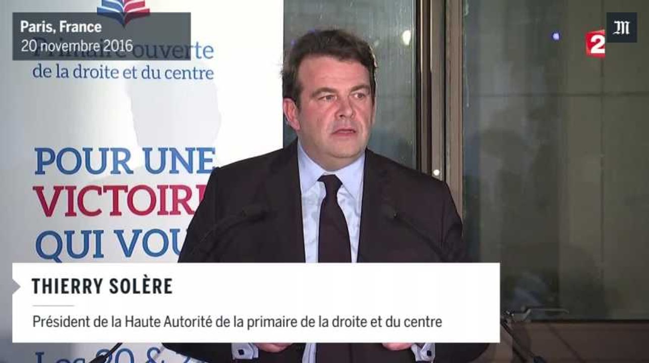 Primaire de la droite : Thierry Solère annonce les premiers résultats partiels