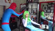Frozen Elsa vs Spiderman Play with Big Ball Pink Spidey Captain Fun Superheroes movie in real life