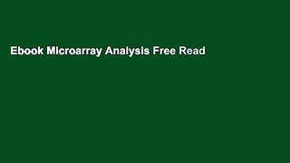 Ebook Microarray Analysis Free Read