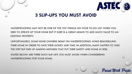 3 Mistakes to Avoid When Considering to Waterproof Your Home