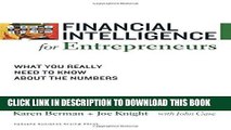 Best Seller Financial Intelligence for Entrepreneurs: What You Really Need to Know About the