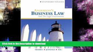 FAVORITE BOOK  Anderson s Business Law   Legal Environment, Standard (Anderson s Business Law