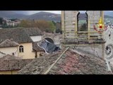 Norcia - Terremoto. Verifica cerchiaggio Torre Civica (20.11.16)