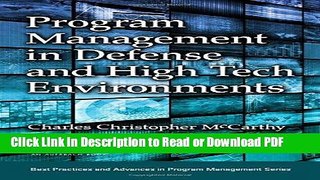 Read Program Management in Defense and High Tech Environments (Best Practices and Advances in