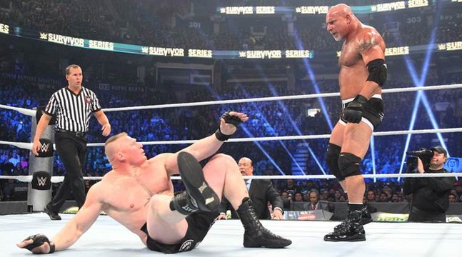 -Brock Lesnar vs Goldberg - WWE Survivor Series 2016 - Goldberg Destroys Brock -
