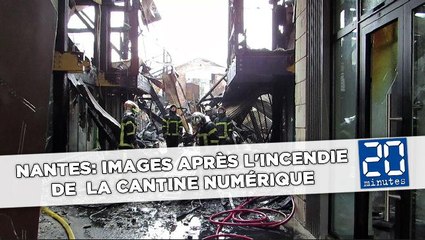 Nantes: Images après l'incendie de  la Cantine numérique