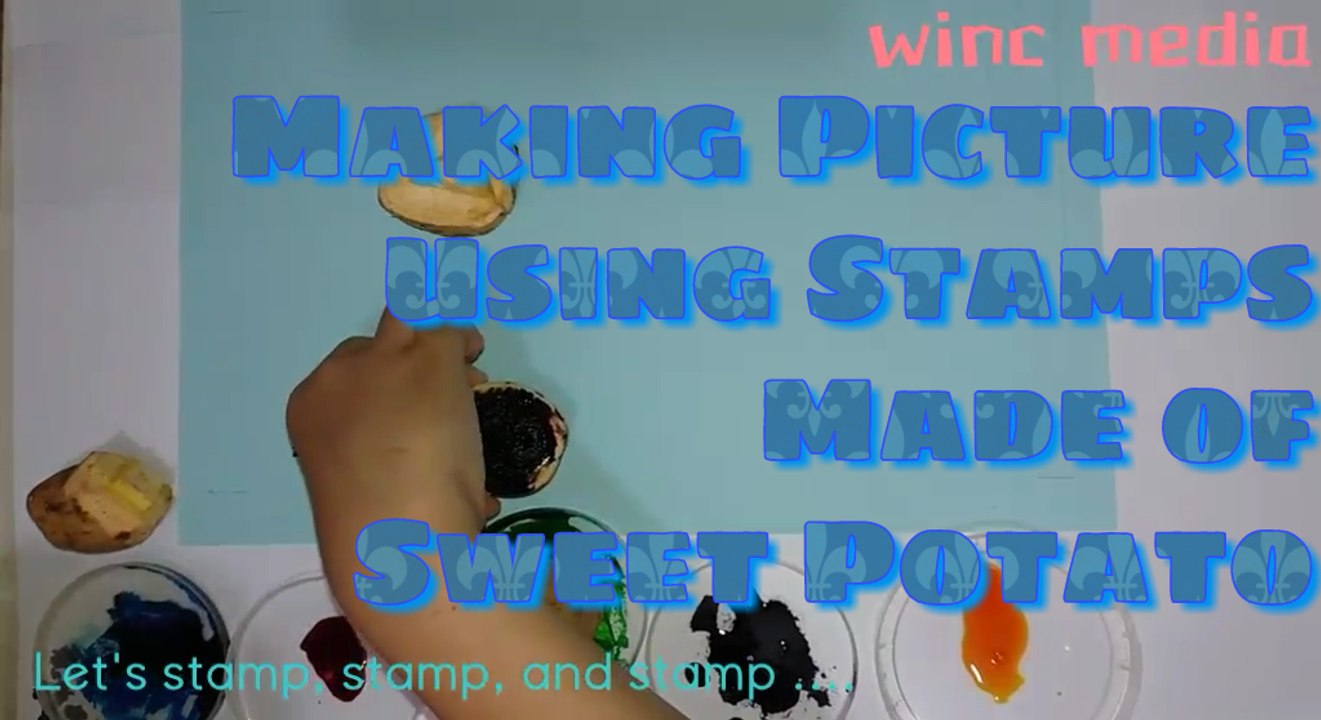Making Aquarium Picture Using Stamps Made of Sweet Potato - winc media