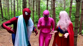 Frozen Elsa Eats a Fly! - Spiderman, Pink Spidergirl, Maleficent, Anna Toys, Mermaids & Candy