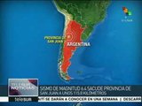 Sismo de 6.4 grados Richter sacude el oeste de Argentina