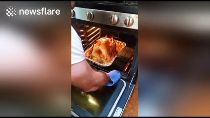 Man almost starts kitchen fire while cooking Thanksgiving dinner