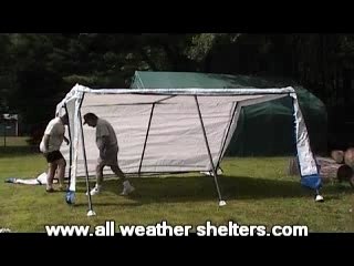 Outdoor garden party canopy installation - easy up assembly