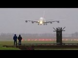 A380 Makes Dramatic Landing at Schiphol Airport Amid Heavy Crosswinds