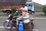 Bike stunt in gt road main indian highway normal man haryana dudh wala