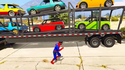 Supercar transportasi truk di spiderman kartun lucu untuk anak-anak dengan pembibitan saja